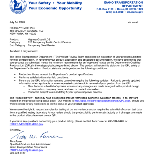 Idaho State Approval