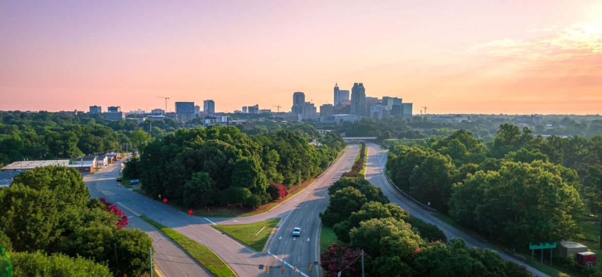Downtown,Raleigh,,North,Carolina,At,Sunrise.