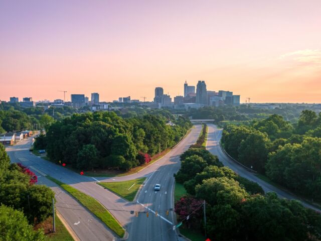 Downtown,Raleigh,,North,Carolina,At,Sunrise.