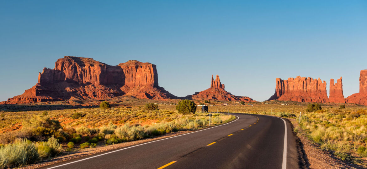 Empty,Scenic,Highway,In,Monument,Valley,,Arizona,,Usa