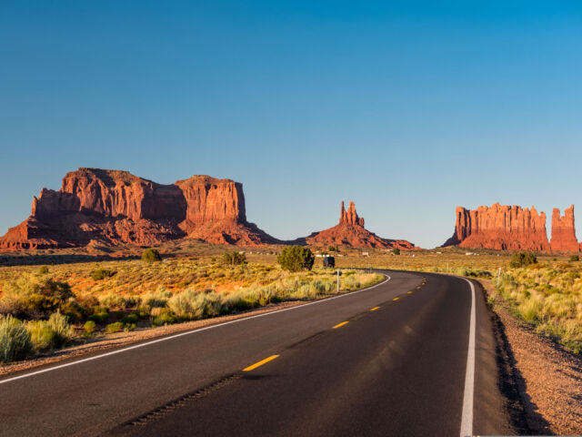 Empty,Scenic,Highway,In,Monument,Valley,,Arizona,,Usa